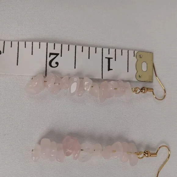 Rose quartz earrings boho bohemian western westerncore bohochic bohemianchic - Picture 2 of 3